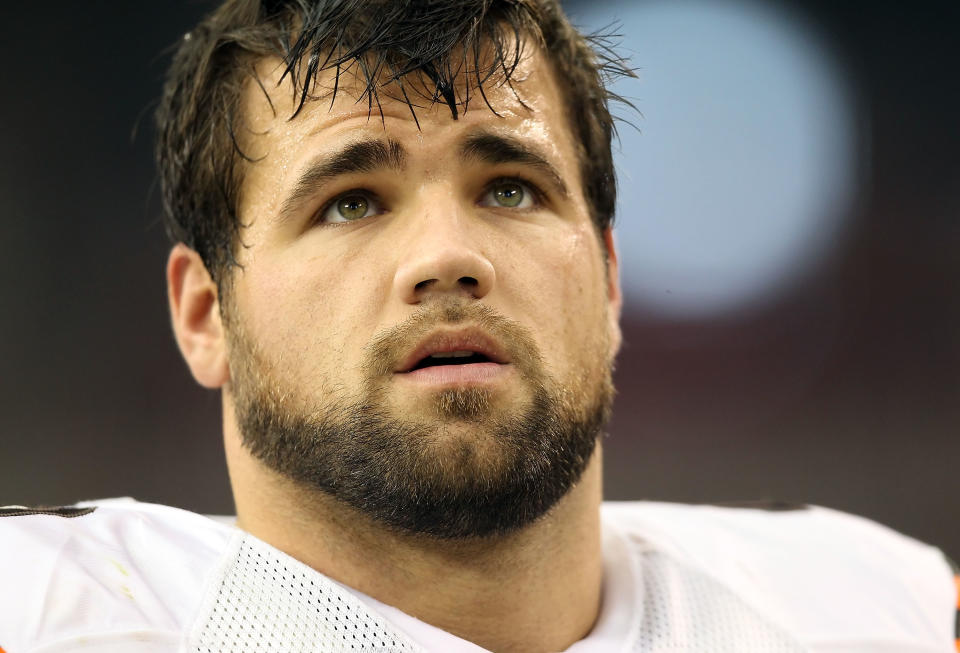 Former NFL running back Peyton Hillis is doing better after a swimming accident. (Photo by Christian Petersen/Getty Images)