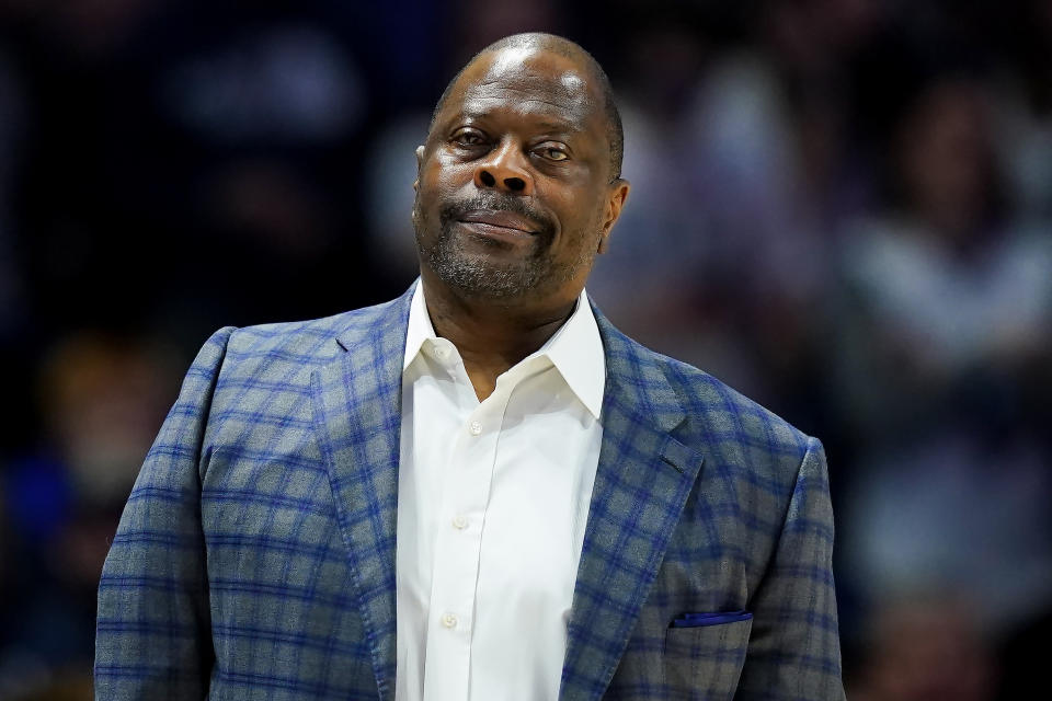 CINCINNATI, OHIO - JANUARY 21: Head coach Patrick Ewing of the Georgetown Hoyas looks on in the first half against the Xavier Musketeers at the Cintas Center on January 21, 2023 in Cincinnati, Ohio. (Photo by Dylan Buell/Getty Images)