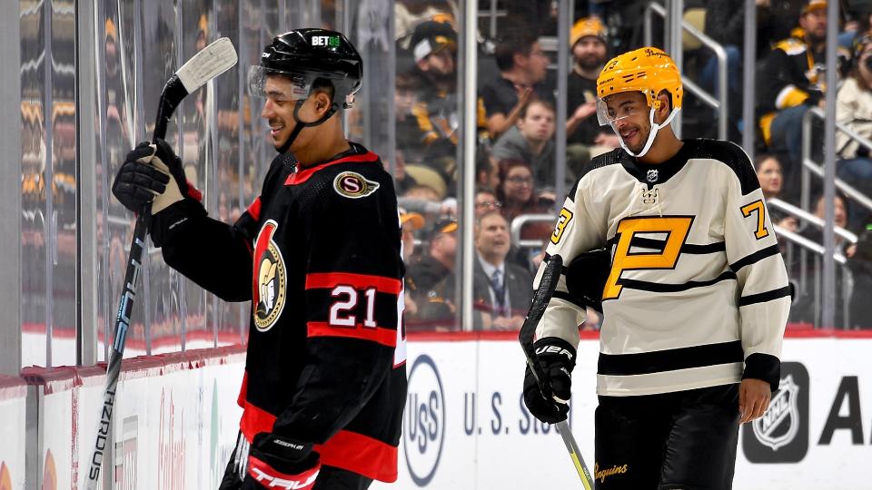 Mathieu and Pierre-Olivier Joseph provided the blooper of the week with hilarious incidental penalties in their first NHL game against each other on Friday. (Getty Images)