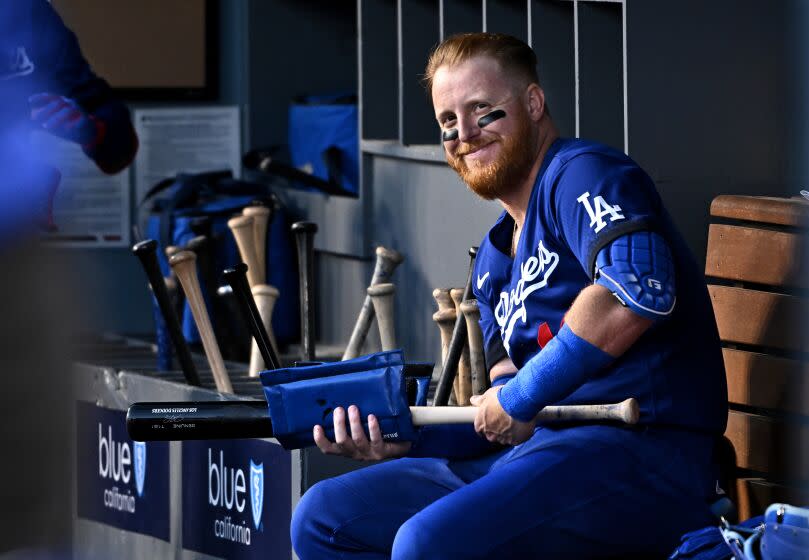 Los Angeles, California August 22, 2022-Dodgers third baseman Justin Turner at Dodger Stadium.