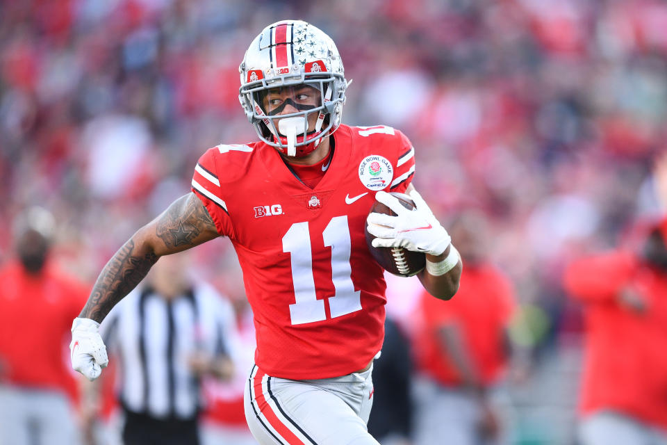Jaxon Smith-Njigba didn't play much this season, but he could be the latest Ohio State wide receiver to hit big in the NFL. (Photo by Brian Rothmuller/Icon Sportswire via Getty Images)