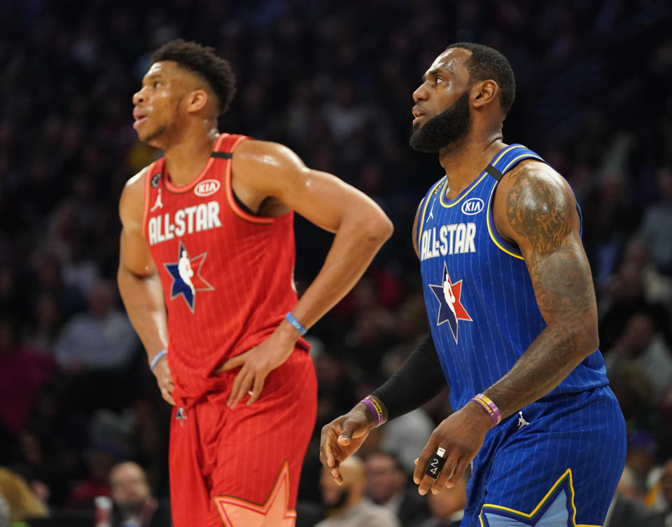 Giannis Antetokounmpo and LeBron James could both be All-Star captains once again. (Kyle Terada/Reuters)