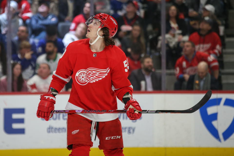 Detroit Red Wings forward Tyler Bertuzzi could have a new home by the NHL trade deadline.(Photo by Scott W. Grau/Icon Sportswire via Getty Images)