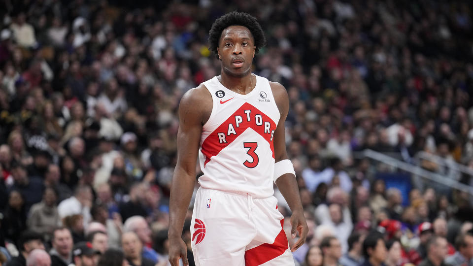 O.G. Anunoby is one of the Raptors' biggest trade chips ahead of the deadline. (Photo by Mark Blinch/Getty Images)