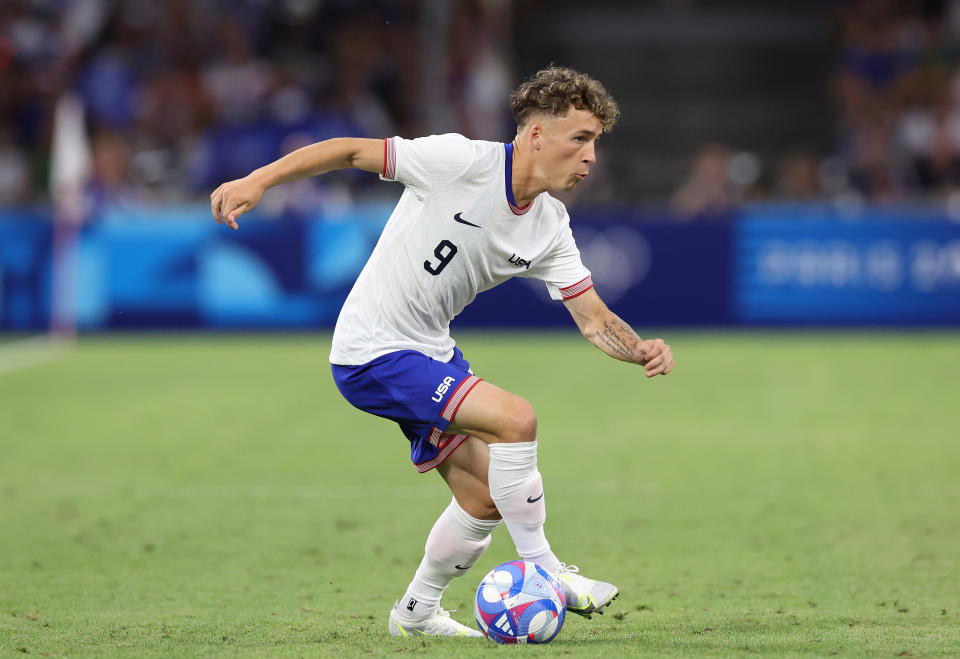 MARSEILLE, FRANCE - JULY 24: Griffin Yow of United States during the Men's group A match between France and United States during the Olympic Games Paris 2024 at Stade de Marseille on July 24, 2024 in Marseille, France. (Photo by Alex Livesey/Getty Images)