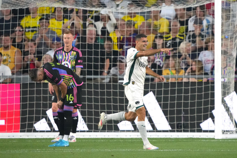 COLUMBUS, OHIO - JULY 24: German Berterame #7 of the LIGA MX All-Stars celebrates a goal in the first half of the 2024 MLS All-Star Game against the MLS All-Stars at Lower.com Field on July 24, 2024 in Columbus, Ohio. (Photo by Jason Mowry/Getty Images)