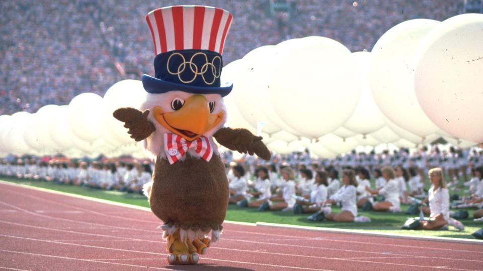 Sam the Olympic Eagle, the mascot of the 1984 Summer Olympics in Los Angeles. (Tony Duffy/Allsport/Getty Images)