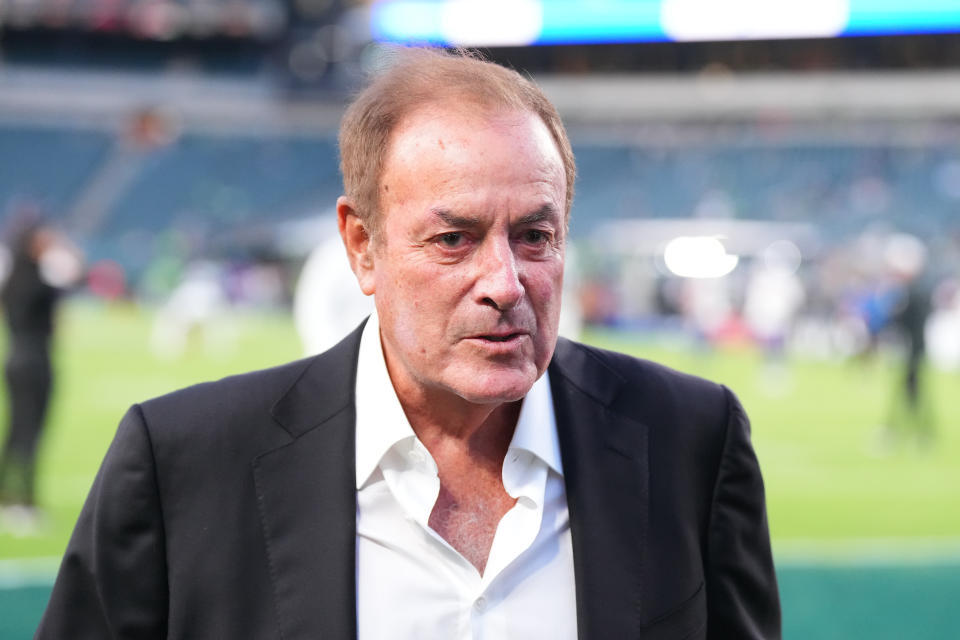 PHILADELPHIA, PENNSYLVANIA - SEPTEMBER 14: Al Michaels looks on prior to the game between the Minnesota Vikings and Philadelphia Eagles at Lincoln Financial Field on September 14, 2023 in Philadelphia, Pennsylvania. (Photo by Mitchell Leff/Getty Images)