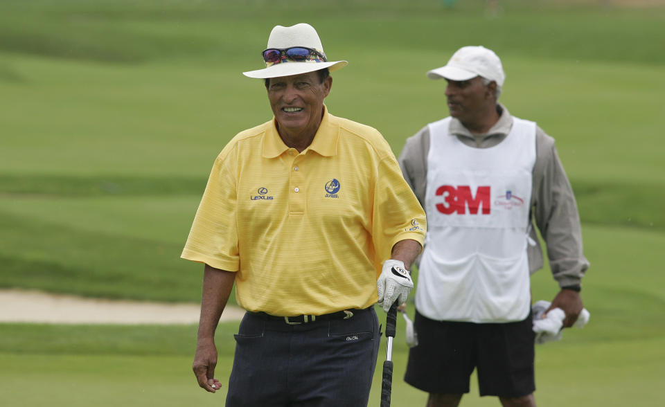 UNITED STATES - AUGUST 04: Chi Chi Rodriguez of Team International playing in the Greats of Golf Challenge during the second round of the 3M Championship August 4, 2007 at TPC Twin Cities in Blaine, Minnesota. (Photo by Michael Cohen/Getty Images)