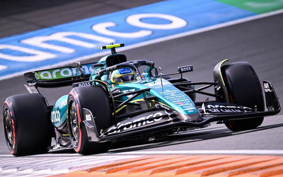 Aston Martin's Spanish driver Fernando Alonso drives during the qualifying session at The Circuit Zandvoort, western Netherlands, on August 24, 2024, ahead of the Formula One Dutch Grand Prix. The Formula One Zandvoort Grand Prix race will take place on August 25, 2024