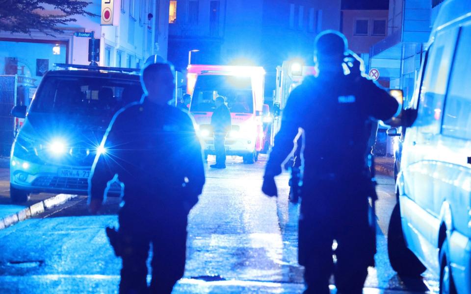 Police and ambulance at the scene of the attack on Friday evening