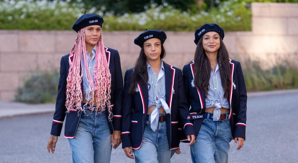 L-R: Trinity Rodman, Mallory Swanson and Sophia Smith. (Brad Smith/ISI/Getty Images)