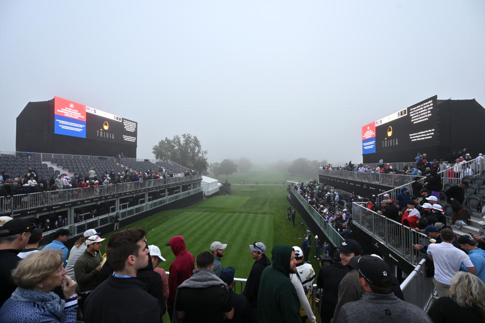 Fog has rolled into the Royal Montreal Golf Club. (Photo by Minas Panagiotakis/Getty Images)