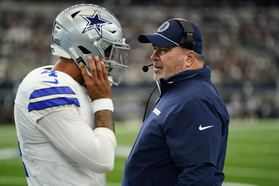 The game script was almost exclusively advantageous for Dak Prescott, Mike McCarthy and the Cowboys against the Giants last season. Will that continue on Thursday? (AP Photo/Jeffrey McWhorter)