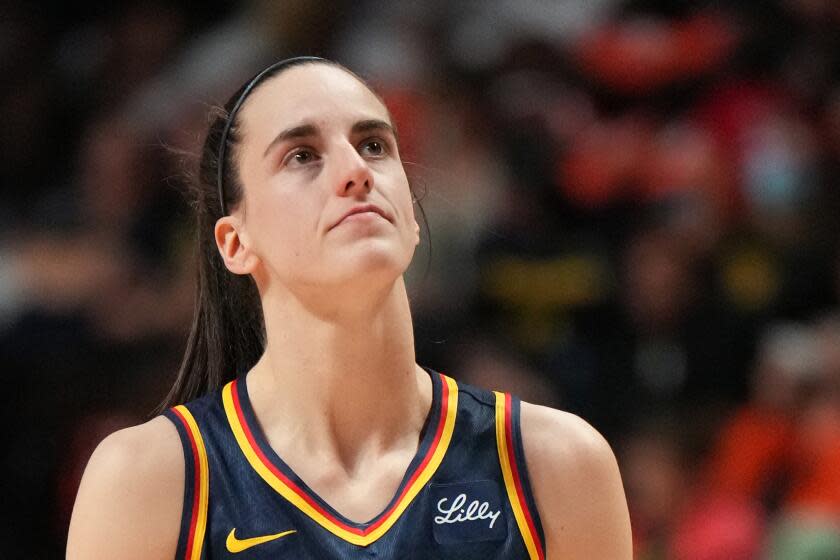 A view of Caitlin Clark and the black eye she sustained during the Fever's playoff game against Connecticut on Sunday