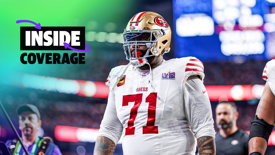 LAS VEGAS, NEVADA - FEBRUARY 11: Trent Williams #71 of the San Francisco 49ers walks off the field during Super Bowl LVIII against the Kansas City Chiefs at Allegiant Stadium on February 11, 2024 in Las Vegas, Nevada. (Photo by Ryan Kang/Getty Images)