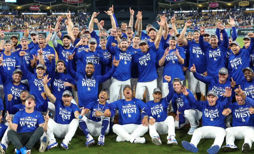 Los Angeles, CA, Thursday, September 26, 2024 - The LA Dodgers celebrate winning.