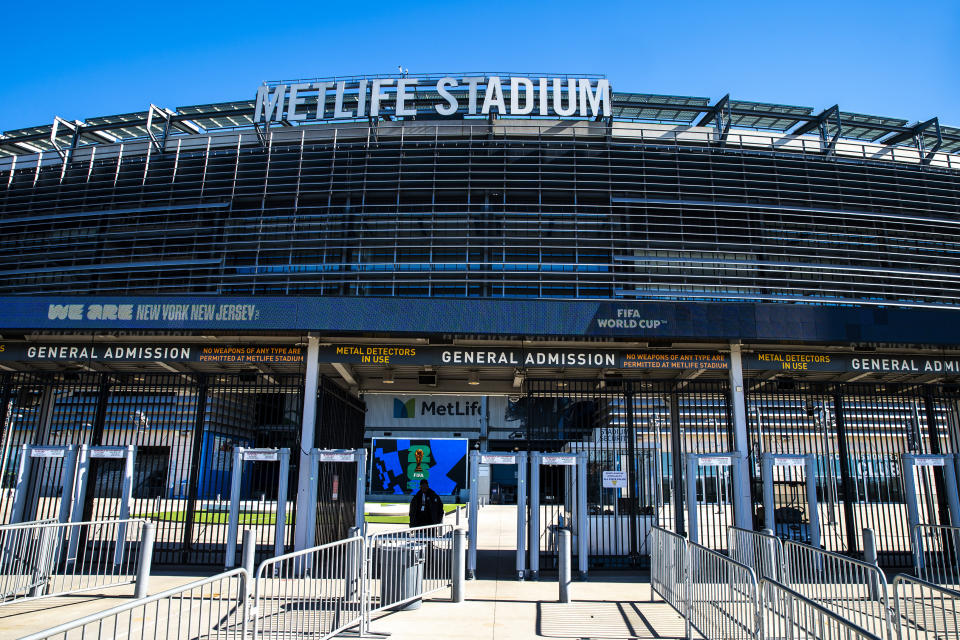 EAST RUTHERFORD, NEW JERSEY: An exterior view of MetLife Stadium after an announcement by FIFA on February 5, 2024 in East Rutherford, New Jersey. (Eduardo MunozAlvarez/VIEW press via Getty Images)