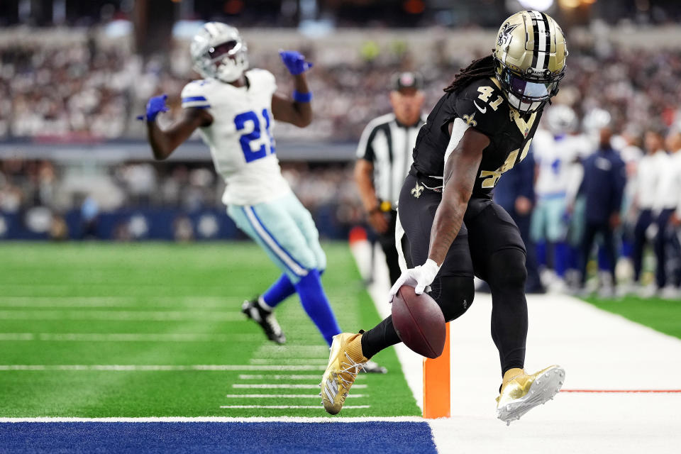 Alvin Kamara had a huge day and the Dallas Cowboys were blown out at home by the New Orleans Saints. (Photo by Sam Hodde/Getty Images)