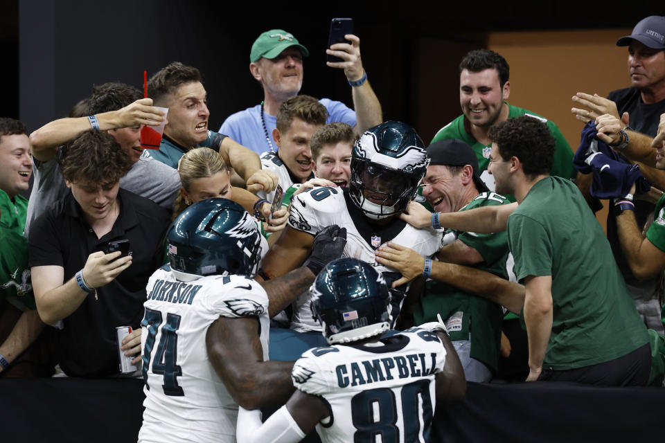 Saquon Barkley lifted the Eagles and fantasy football managers to victory thanks to his late-game heroics against the Saints. (AP Photo/Butch Dill)