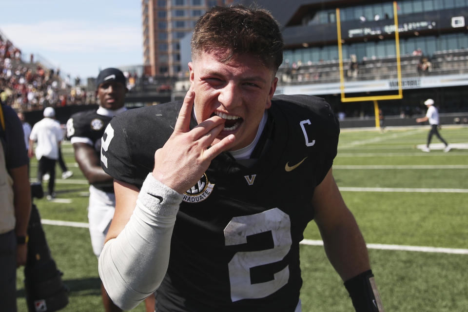 Vanderbilt QB Diego Pavia was a shining star in the Commodores' Week 1 win over Virginia Tech. (Johnnie Izquierdo/Getty Images)