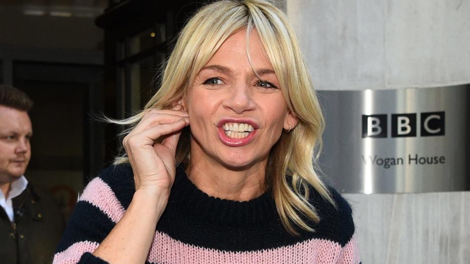 Zoe Ball leaves the Radio 2 Breakfast Show at BBC Broadcasting House in London. Zoe has been named as the first female host of the Radio 2 Breakfast show, replacing Chris Evans on the UK's most listened-to radio programme. (Photo by Kirsty O'Connor/PA Images via Getty Images)