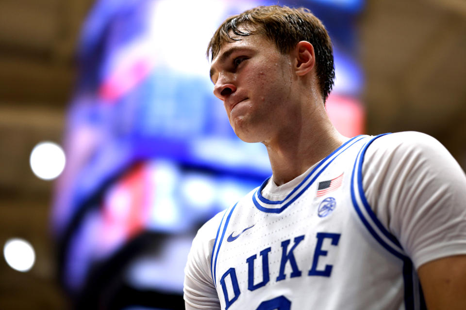 Cooper Flagg joins five fifth-year seniors on the six-man preseason All-America team. (Lance King/Getty Images)