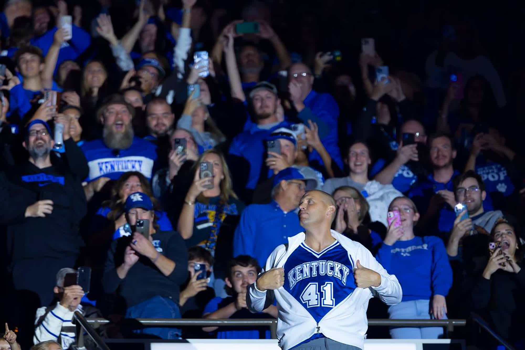 Kentucky head coach Mark Pope is introduced during Big Blue Madness at Rupp Arena on Oct. 11, 2024, in Lexington, Kentucky. (Ryan C. Hermens/Lexington Herald-Leader/Tribune News Service via Getty Images)