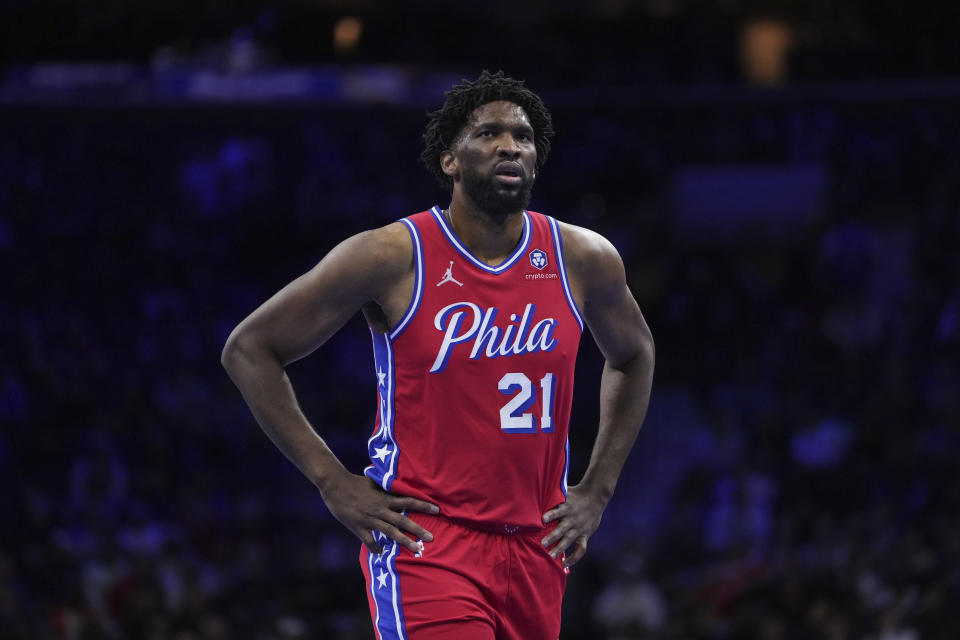 Joel Embiid will sit on Wednesday, a day after making his season debut. (AP Photo/Matt Slocum)