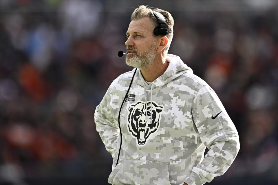 Bears coach Matt Eberflus vowed changes on Monday but wasn't ready to make a specific call. (Quinn Harris/Getty Images)