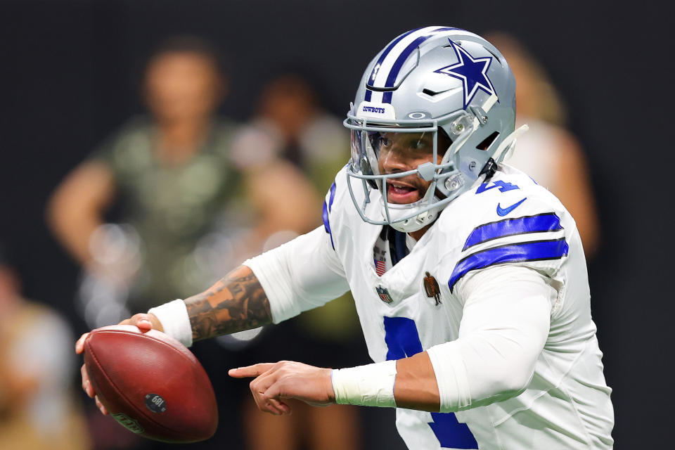 The Dallas Cowboys lost Dak Prescott to a hamstring injury against the Atlanta Falcons. (Photo by Kevin C. Cox/Getty Images)