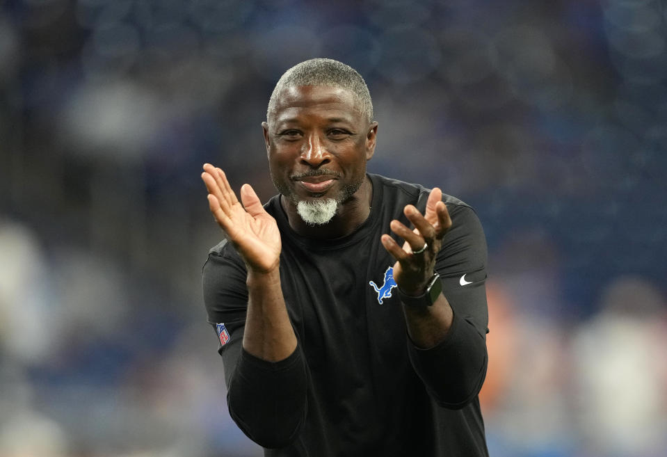 DETROIT, MICHIGAN - SEPTEMBER 15: Aaron Glenn, defensive coordinator for the Detroit Lions, is seen as they take on the Tampa Bay Buccaneers at Ford Field on September 15, 2024 in Detroit, Michigan. (Photo by Nic Antaya/Getty Images)