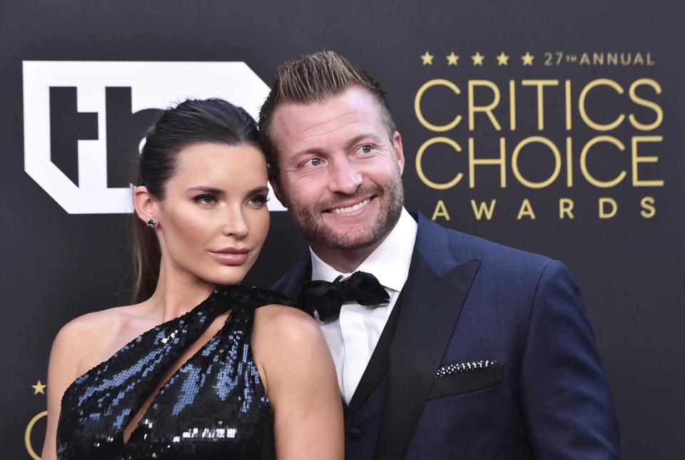 Veronika Khomyn and Sean McVay arrive at the Critics Choice Awards on March 13, 2022.