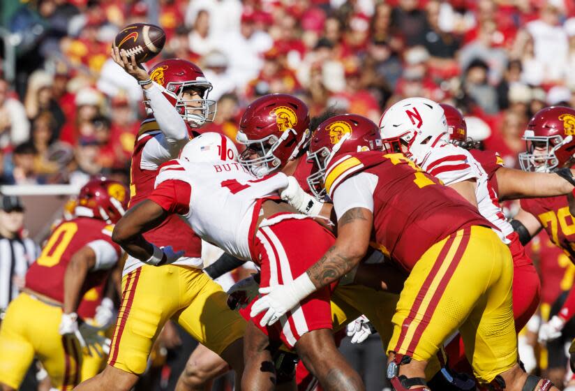 LOS ANGELES, CA - NOVEMBER 16, 2024: USC Trojans quarterback Jayden Maiava.