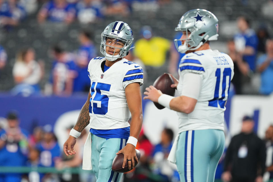 If the Cowboys aren't yet ready to give Trey Lance a look, will they ever be? (Mitchell Leff/Getty Images)