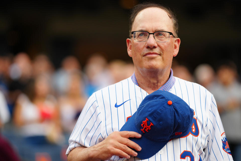 NEW YORK, NY - JUNE 26: Owner of the New York Mets Steven A Cohen looks on during the national anthem prior to the game between the New York Yankees and the New York Mets at Citi Field on Wednesday, June 26, 2024 in New York, New York. (Photo by Daniel Shirey/MLB Photos via Getty Images)