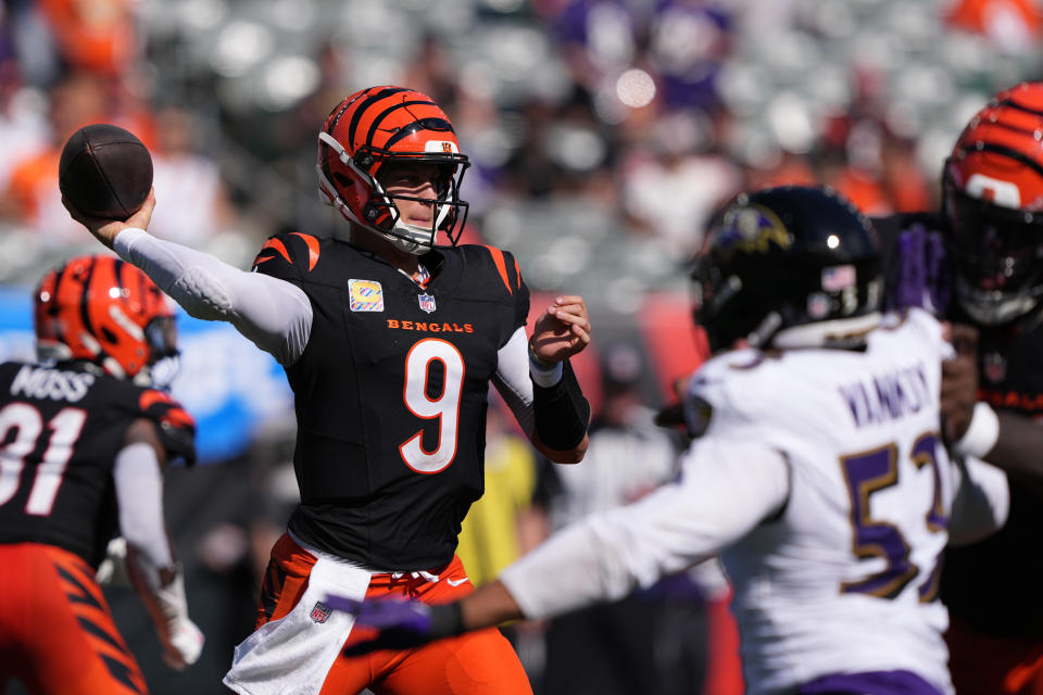 Joe Burrow and the Cincinnati Bengals have a big game Thursday night at the Baltimore Ravens. (Photo by Dylan Buell/Getty Images)