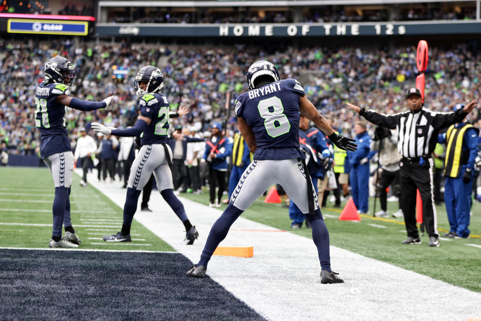 The NFL will surely be displeased with a Coby Bryant celebration that the Seahawks celebrated on social media. (Rio Giancarlo/Getty Images)