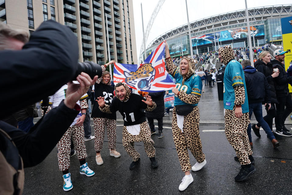 A general view of fans outside of the stadium before the NFL International match at the Tottenham Hotspur Stadium, London. Picture date: Sunday October 20, 2024. (Photo by Zac Goodwin/PA Images via Getty Images)