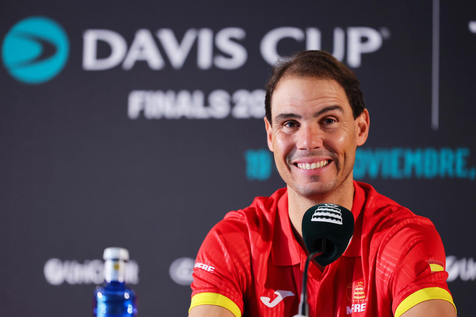 Nadal during Monday’s press conference. (Matt McNulty/Getty Images for ITF)