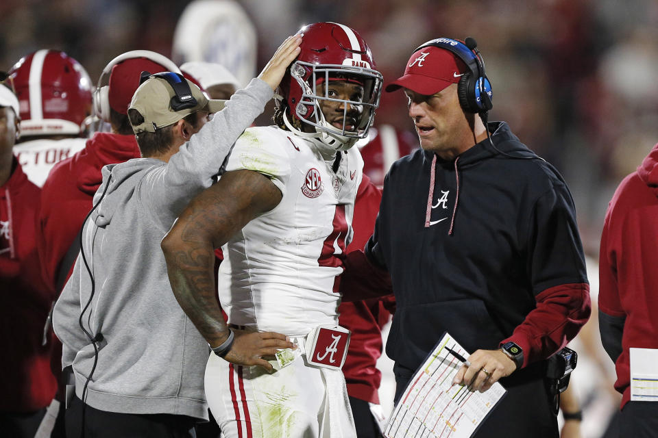 The Crimson Tide are likely to be on the outside of the playoff picture looking in after their third loss of the season. (Brian Bahr/Getty Images)