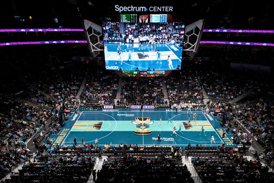 CHARLOTTE, NORTH CAROLINA - NOVEMBER 17: A general view during an NBA In-Season Tournament game between the Charlotte Hornets and the Milwaukee Bucks at Spectrum Center on November 17, 2023 in Charlotte, North Carolina. NOTE TO USER: User expressly acknowledges and agrees that, by downloading and or using this photograph, User is consenting to the terms and conditions of the Getty Images License Agreement. (Photo by Jacob Kupferman/Getty Images)