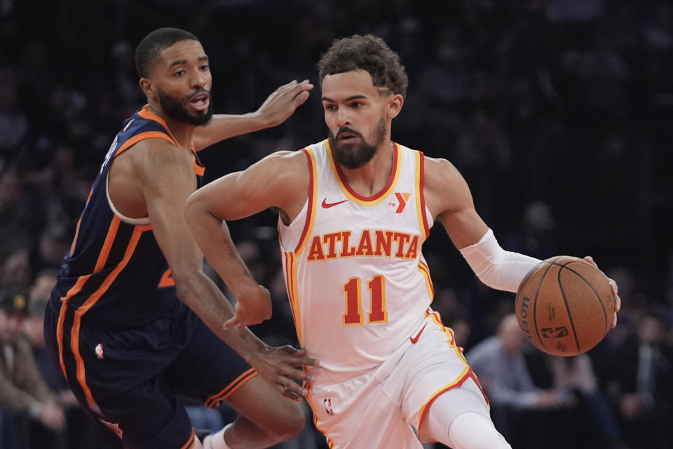 Trae Young and the Hawks silenced the Madison Square Garden crowd with a dominant second half against the Knicks. (AP Photo/Frank Franklin II)