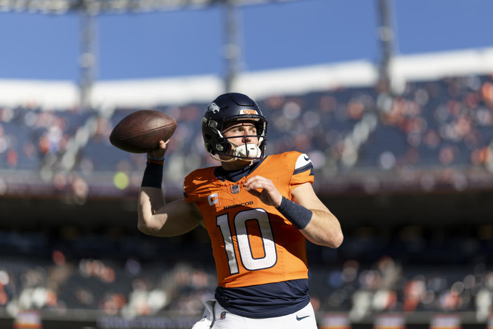 Bo Nix has had a good rookie season for the Broncos but is coming off a three-interception game. (Photo by Michael Owens/Getty Images)