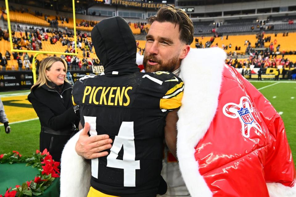 Travis Kelce #87 of the Kansas City Chiefs on December 25, 2024 in Pittsburgh, Pennsylvania. (Getty Images)