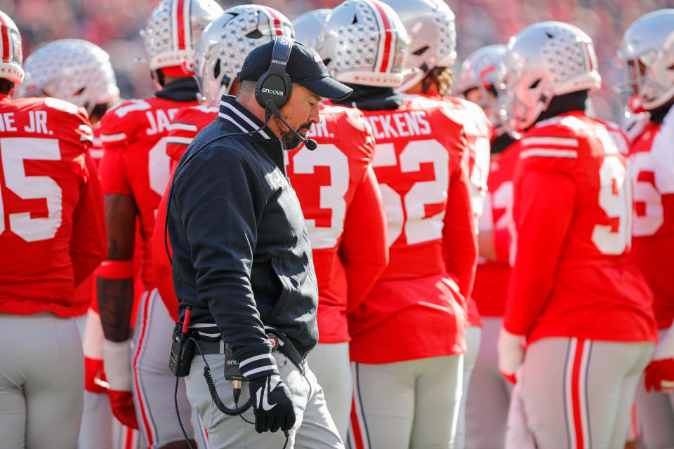 COLUMBUS, OH - NOVEMBER 30: Ohio State Buckeyes head coach Ryan Day during the game against the Michigan Wolverines and the Ohio State Buckeyes on November 30, 2024, at Ohio Stadium in Columbus, OH. (Photo by Ian Johnson/Icon Sportswire via Getty Images)