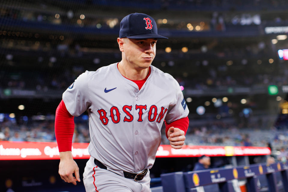 TORONTO, CANADA - SEPTEMBER 23: Tyler O'Neill #17 of the Boston Red Sox takes the field ahead of their MLB game against the Toronto Blue Jays at Rogers Centre on September 23, 2024 in Toronto, Ontario, Canada. (Photo by Cole Burston/Getty Images)