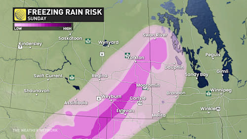 Freezing rain risk Sunday eastern Prairies