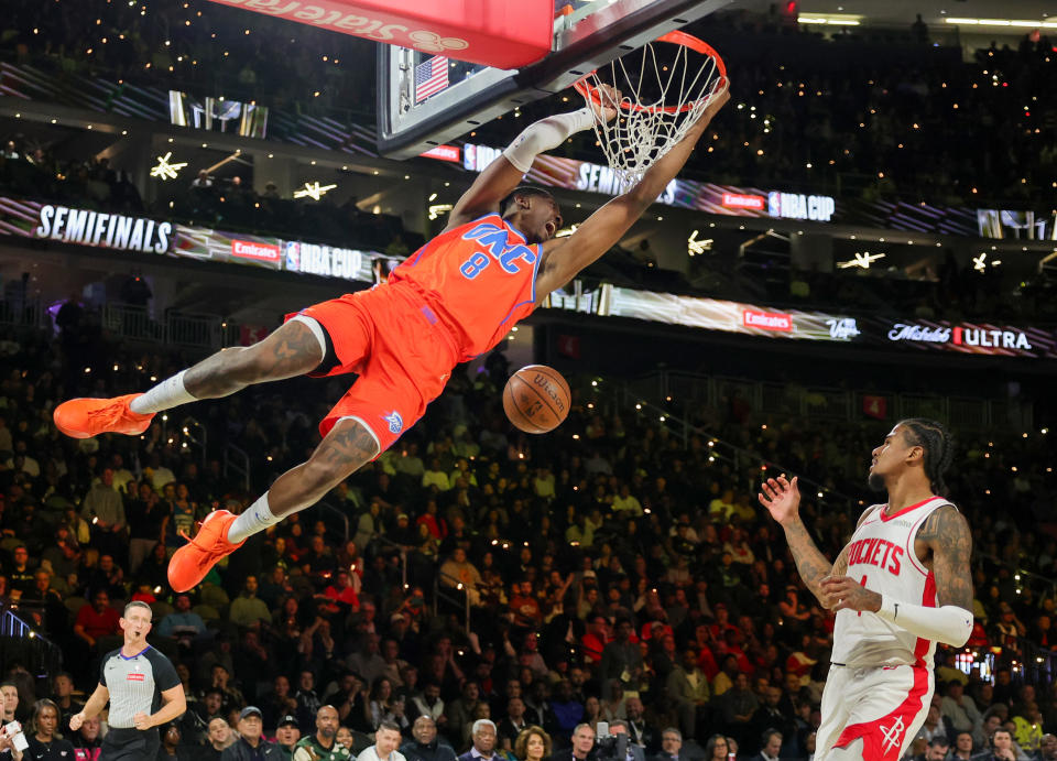 OKC star Jalen Williams throws it down. (Ethan Miller/Getty Images)