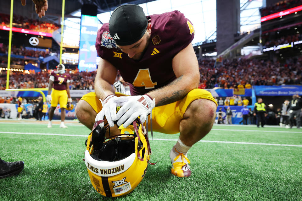 Cam Skattebo left it all on the field in Atlanta. (Kevin C. Cox/Getty Images)